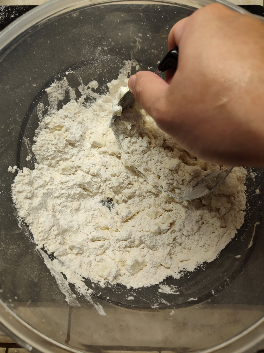Making the Pie Crust: cold butter pastry cutter
