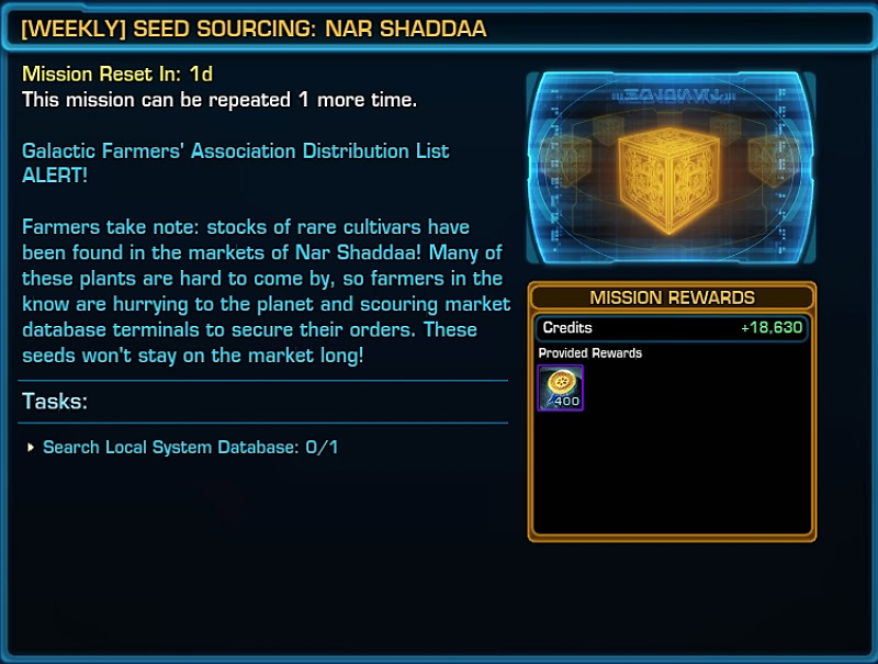 [WEEKLY] Seed Sourcing: Nar Shaddaa