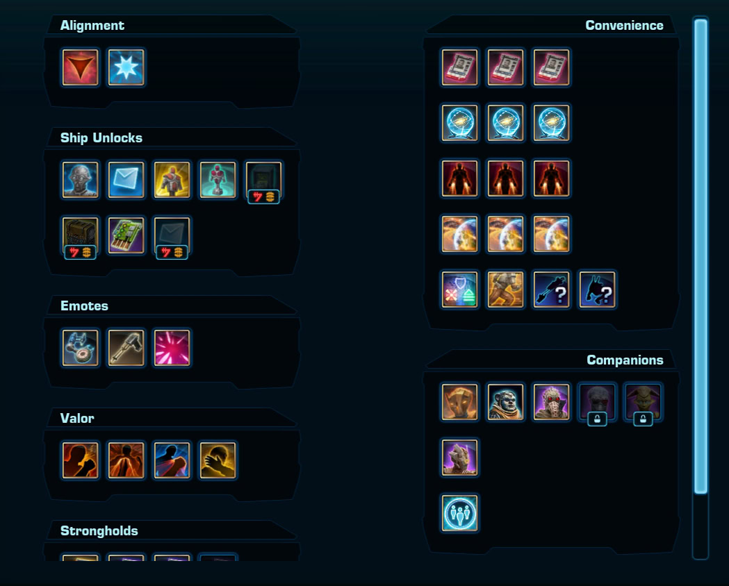 SWTOR Perk Unlocks Legacy Tab - Update 7.5