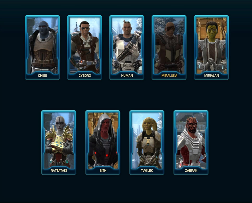 SWTOR Species Unlocks Legacy Tab - Update 7.5
