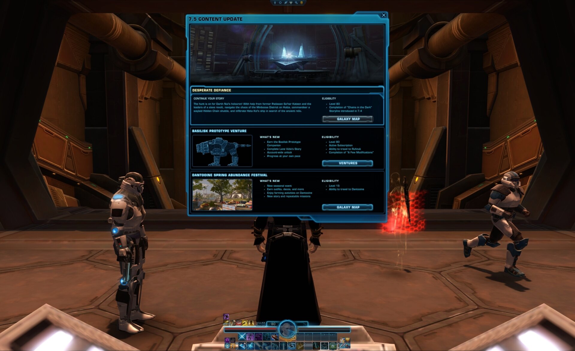 SWTOR Update Content News WIndow pop-up