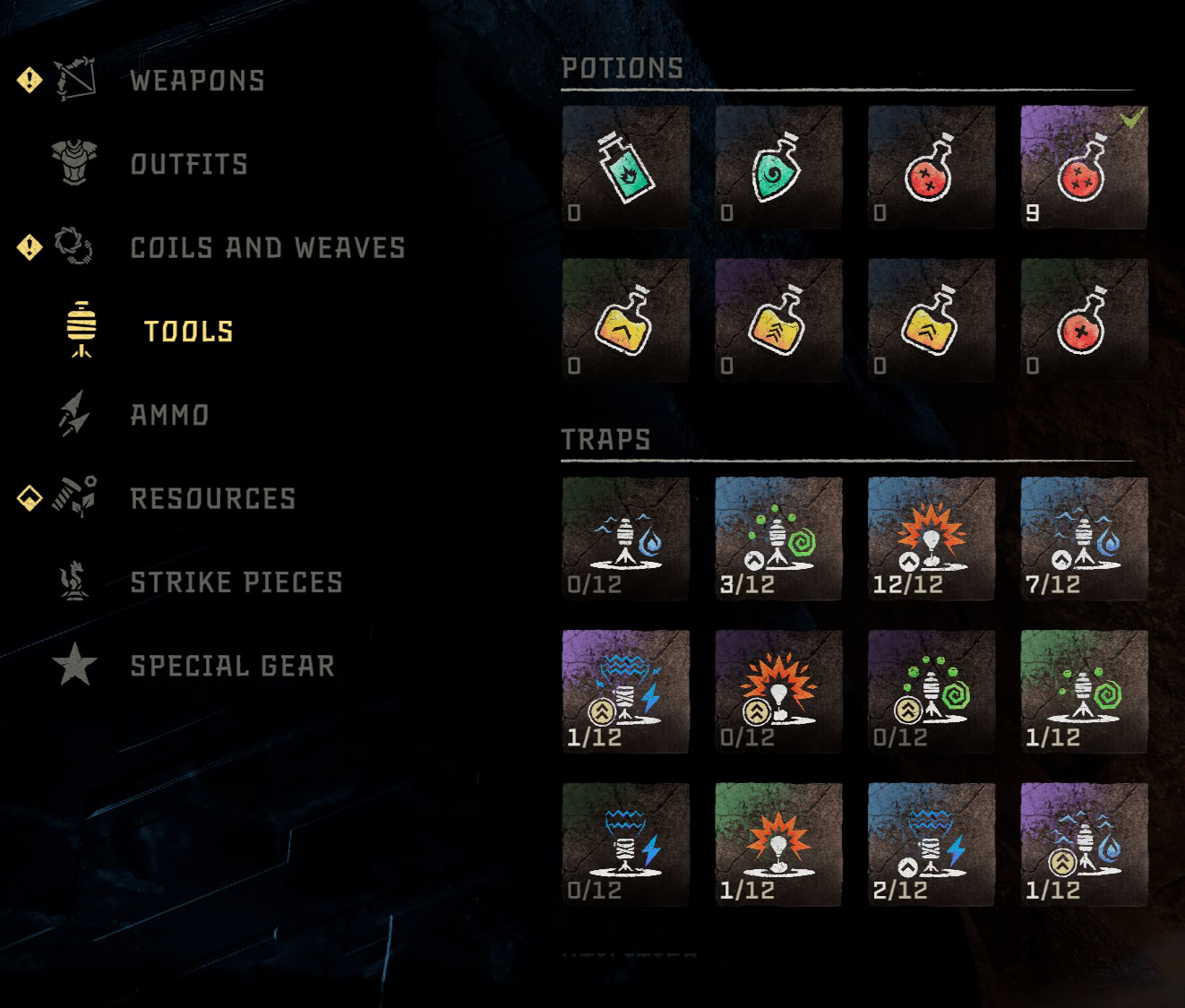 Tools Tab in Aloy's Inventory