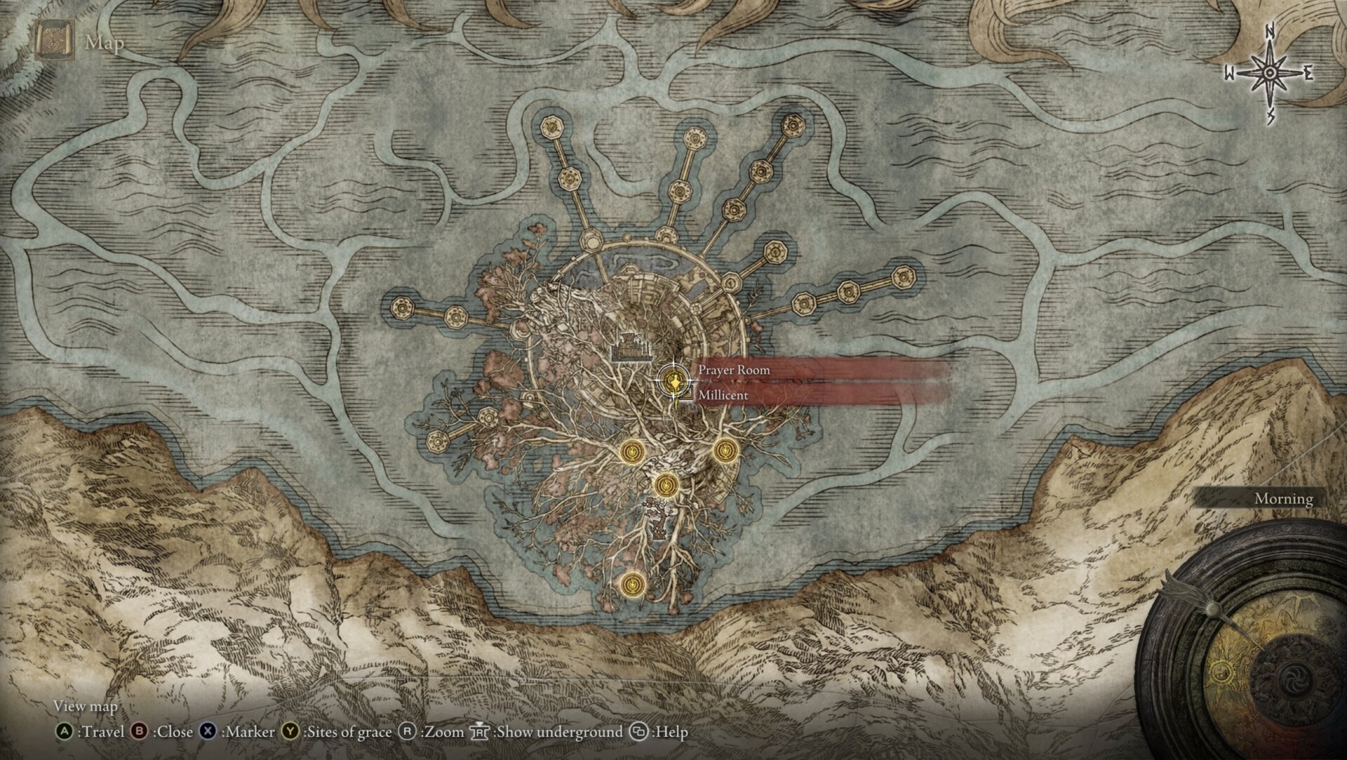 Millicent at Elphael, Brace of the Haligtree - location on the map