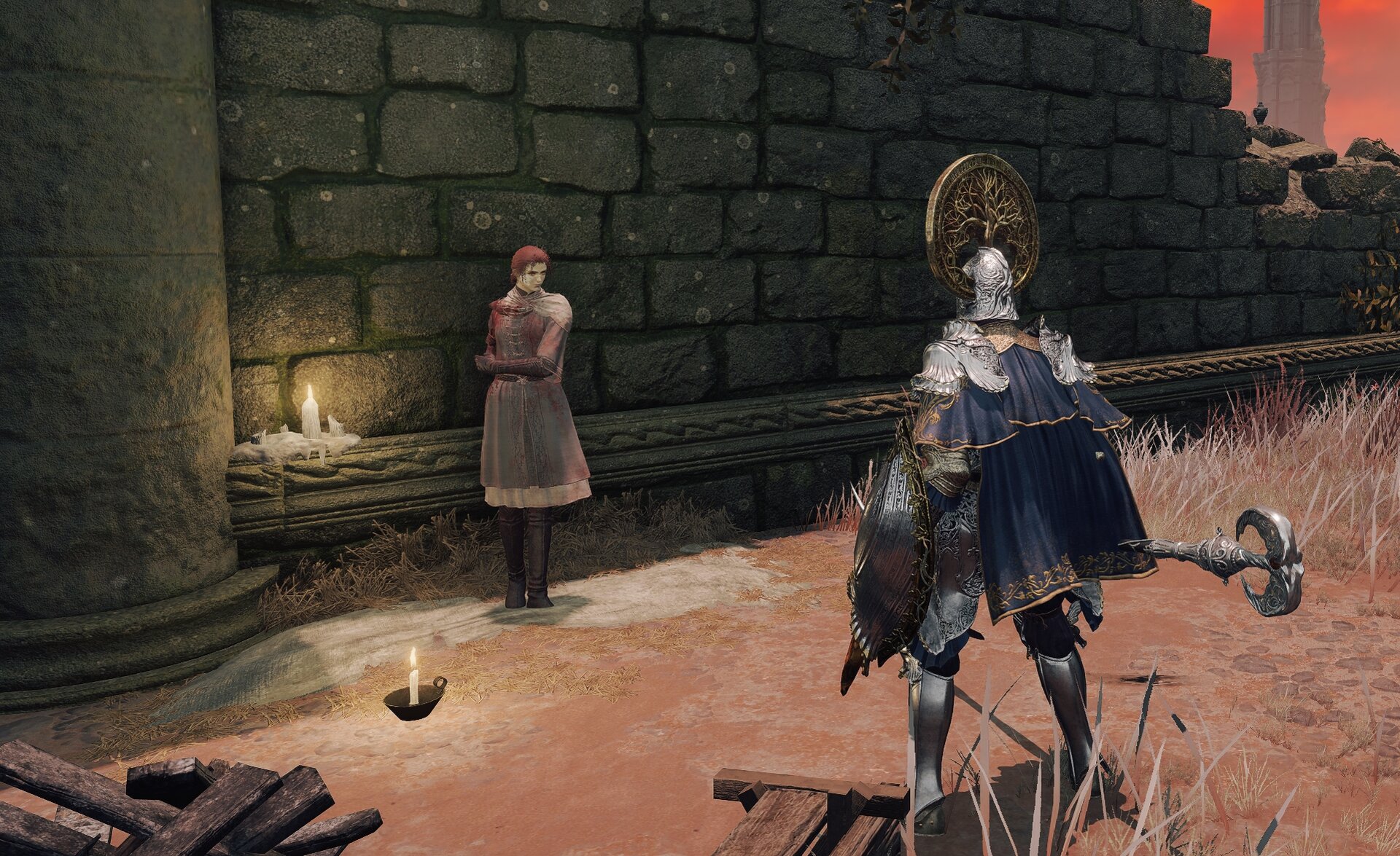 Giving Millicent the repaired Needle, the scene shows what happens after you rest or reload the game