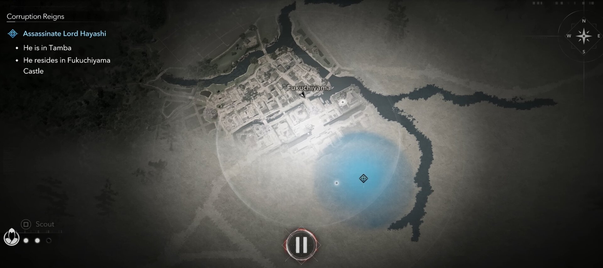 Portion of the map in Assassin's Creed Shadows