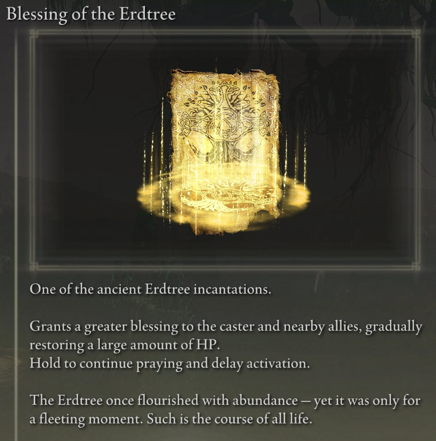 Blessing of the Erdtree item description in Elden Ring