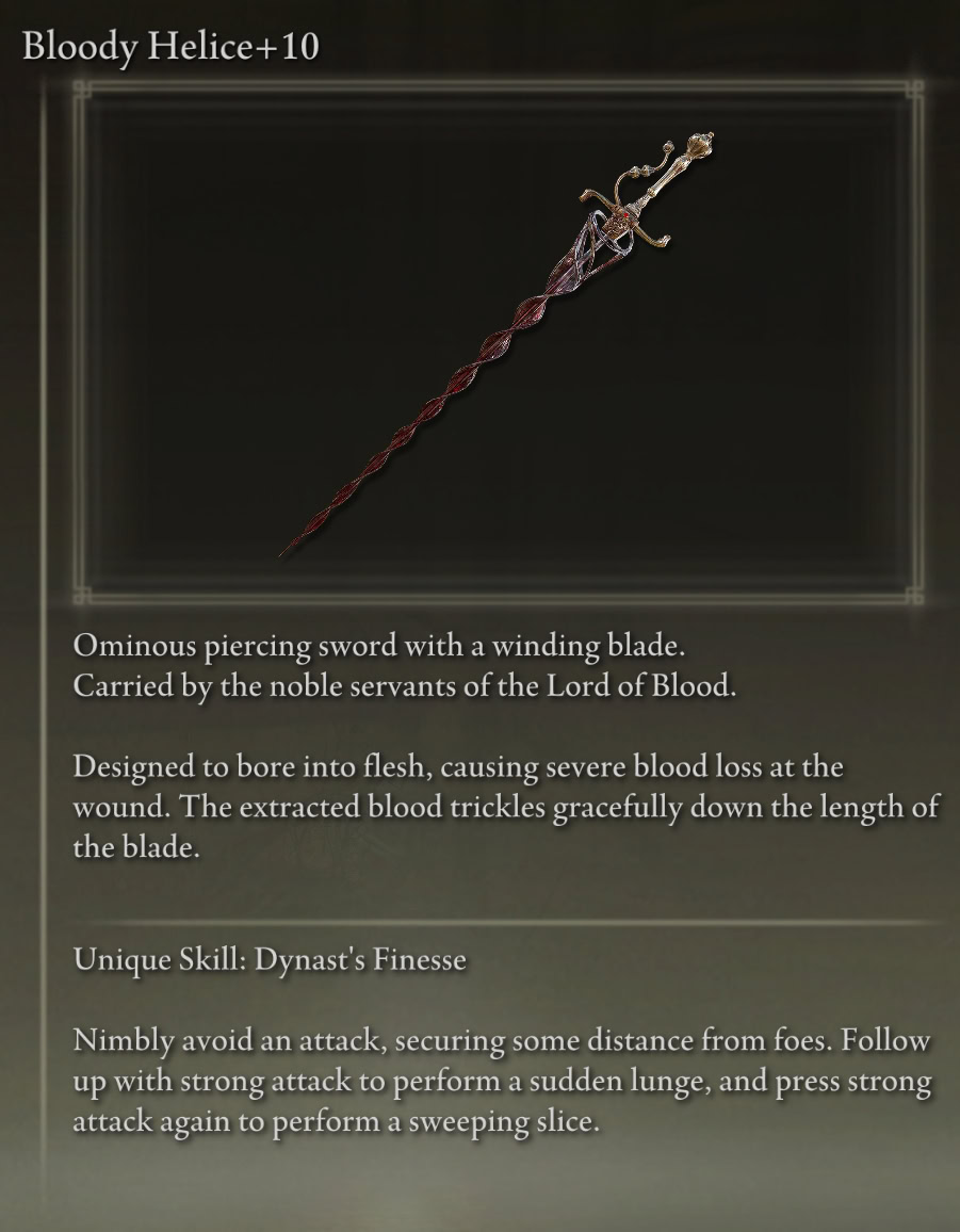 Recommended Melee Weapon for Elden Ring Bleed Build: Bloody Helice