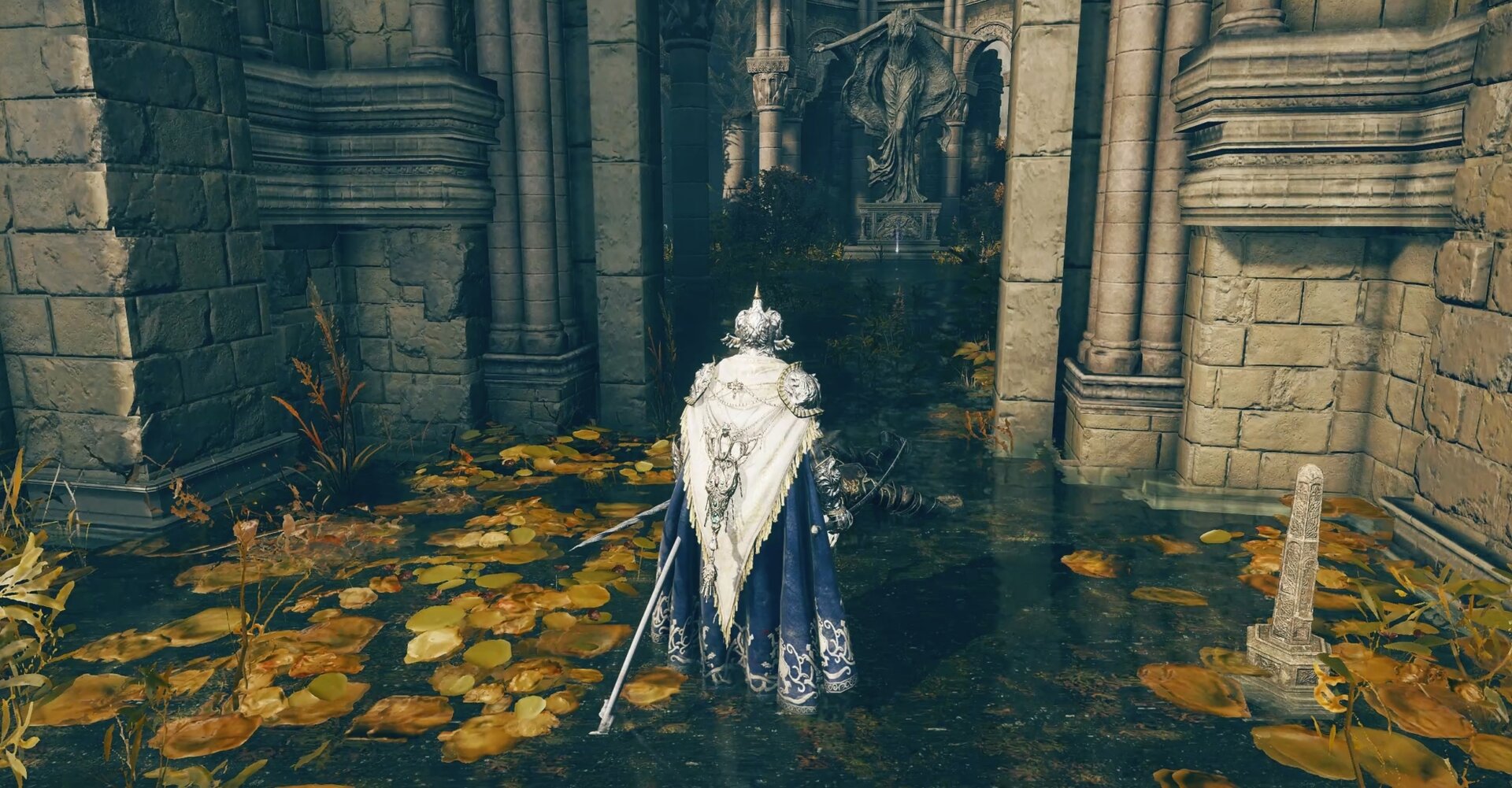 There are decapitated statues of Marika throughout the lands between, typically whenever you're nearby a larger camp for Messmer's forces or in a church