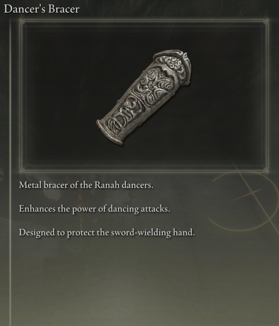 Shadow of the Erdtree Dancer's Bracer Description