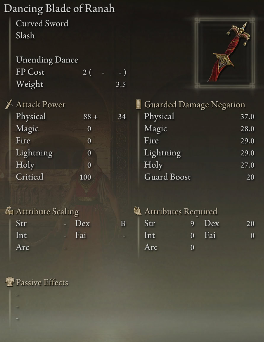 Dancing Blade of Ranah Stats