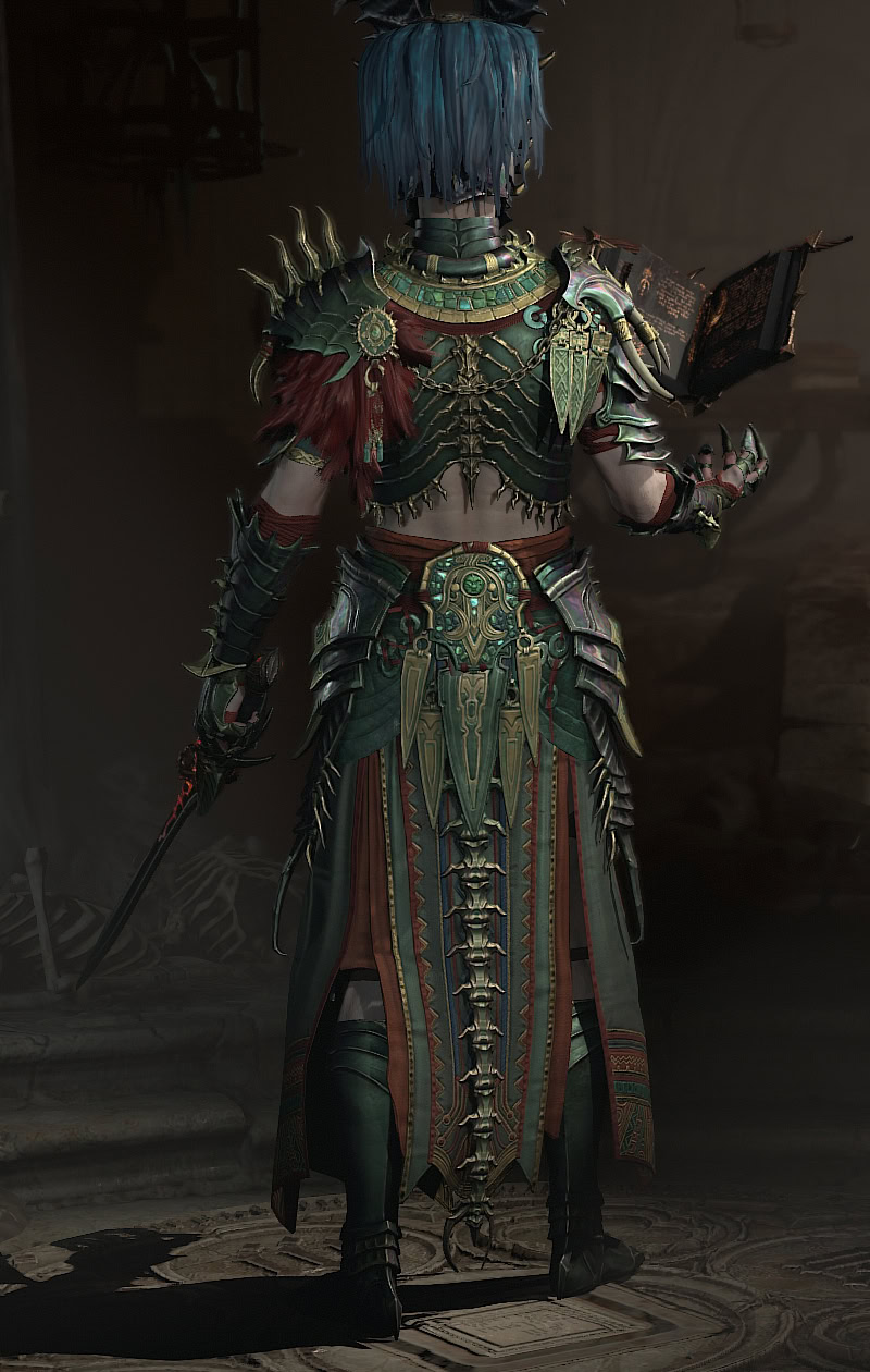 Diablo 4 - Necromancer Vessel of Hatred Tombkeeper Armor Set Back