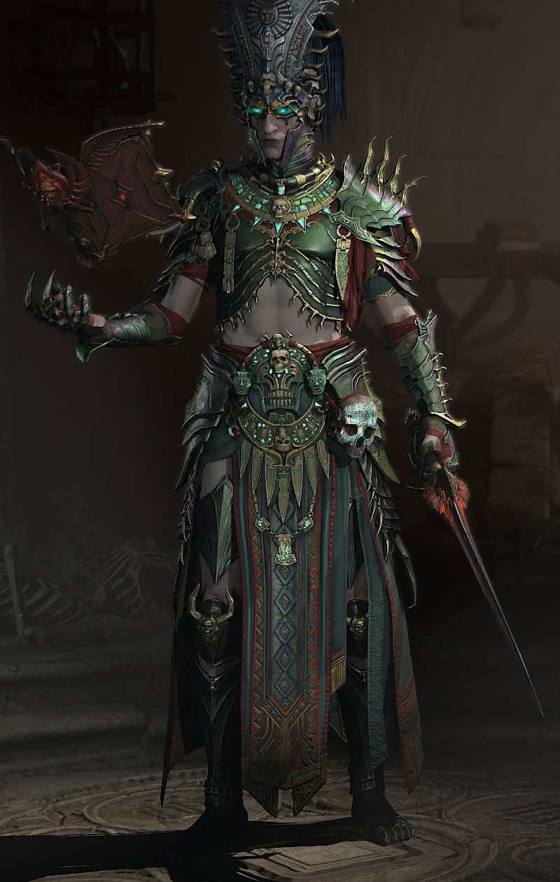 Diablo 4 - Necromancer Vessel of Hatred Tombkeeper Armor Set Front