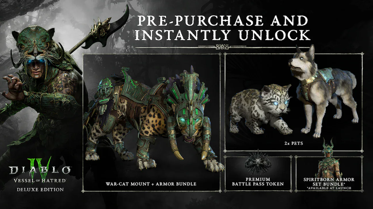 Diablo IV Vessel of Hatred expansion pre-order details screen for the Deluxe Edition