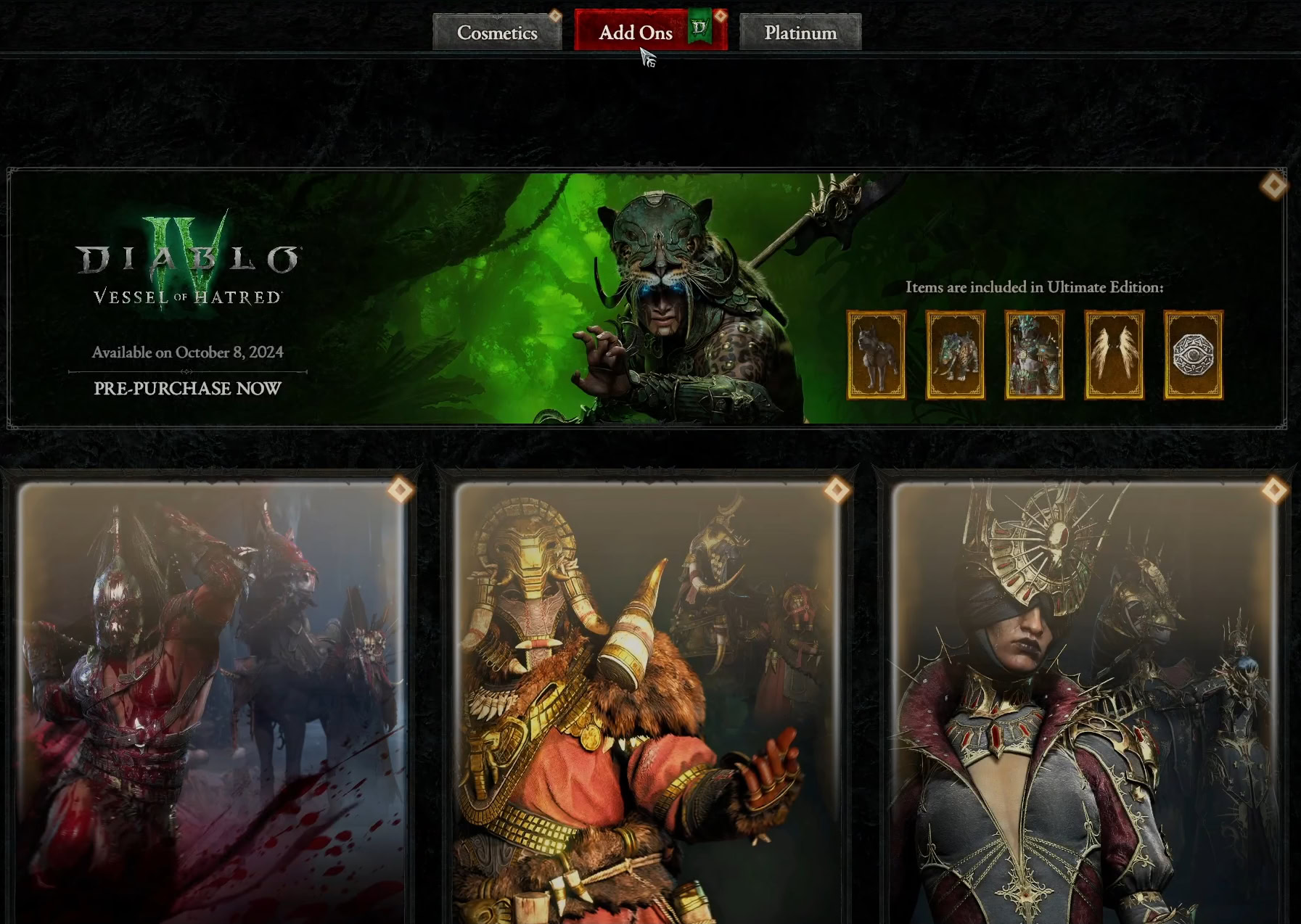 Screenshot showing the In-game store to a player who has not purchased the expansion