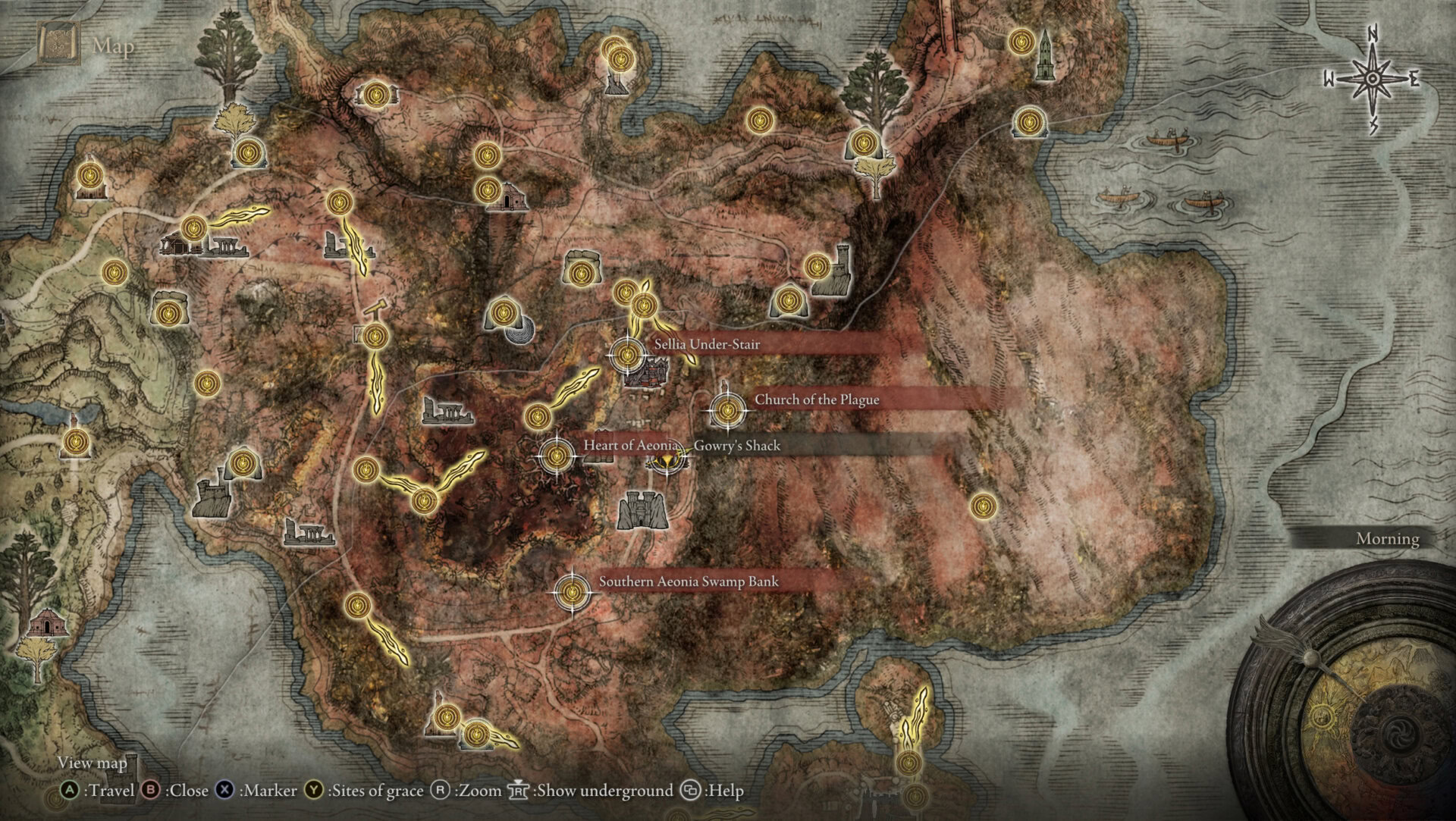 Closest Site of Grace locations to Gowry's Shack in Caelid