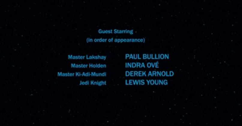 The final credits of The Acolyte Episode 4 showing that Master Ki-Adi-Mundi was actually a part of the Jedi briefing in the beginning of the episode