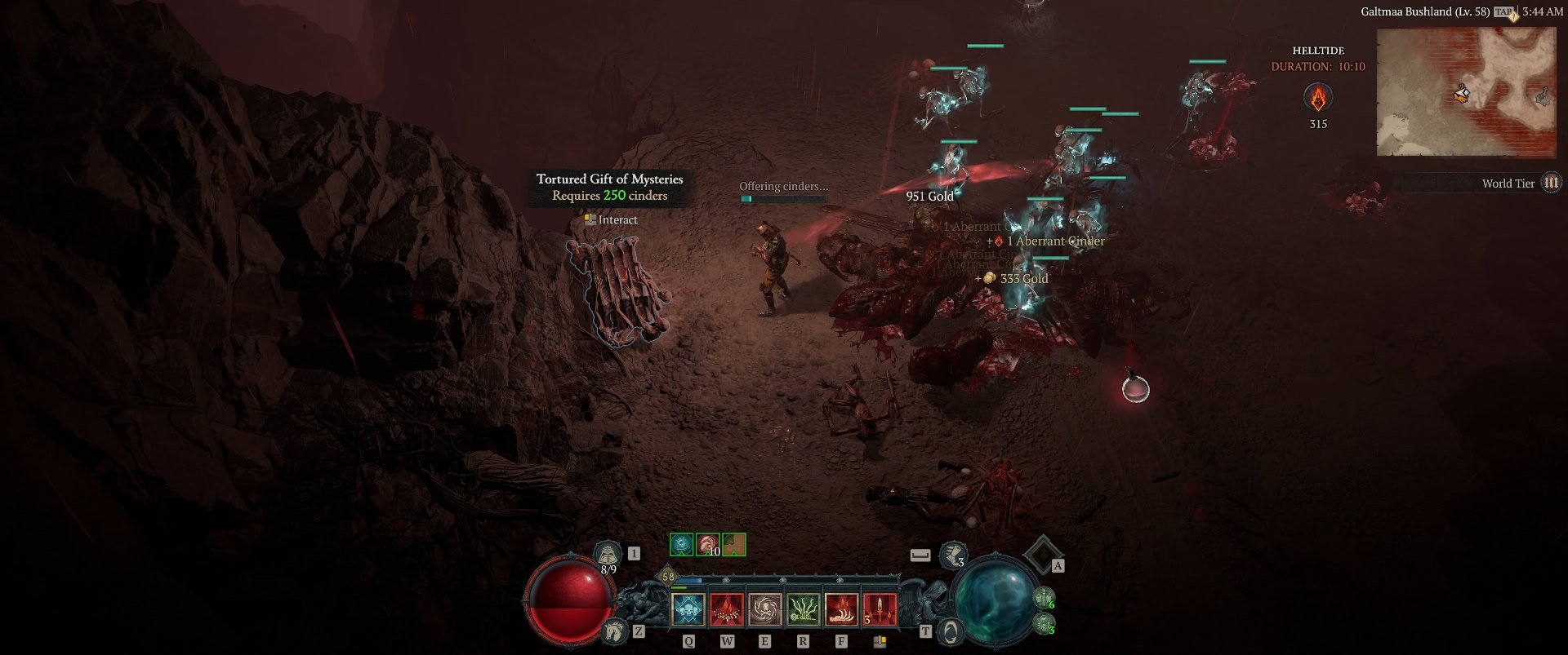 Looting a chest from an active Helltide event in Diablo 4