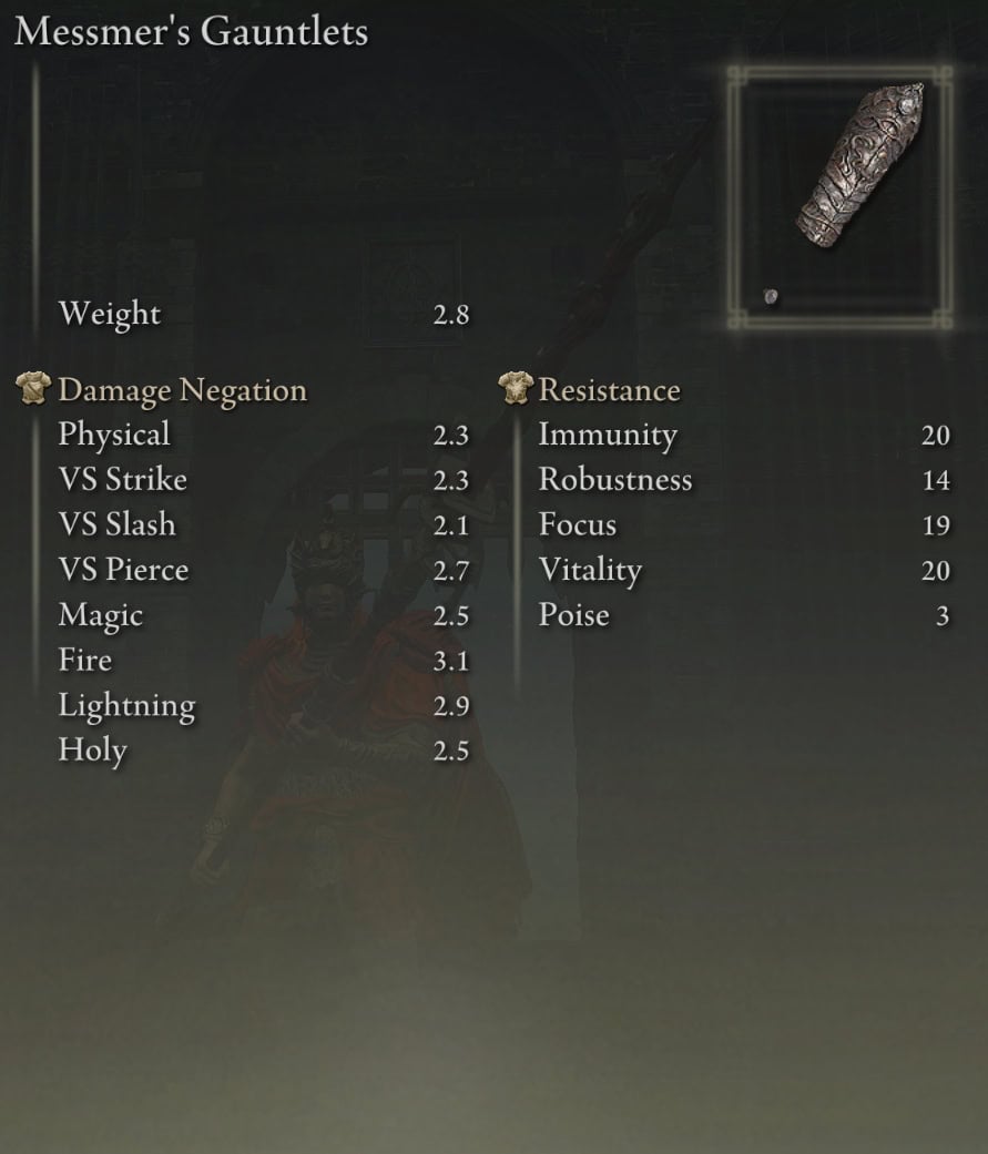 Messmer's Gauntlets Stats