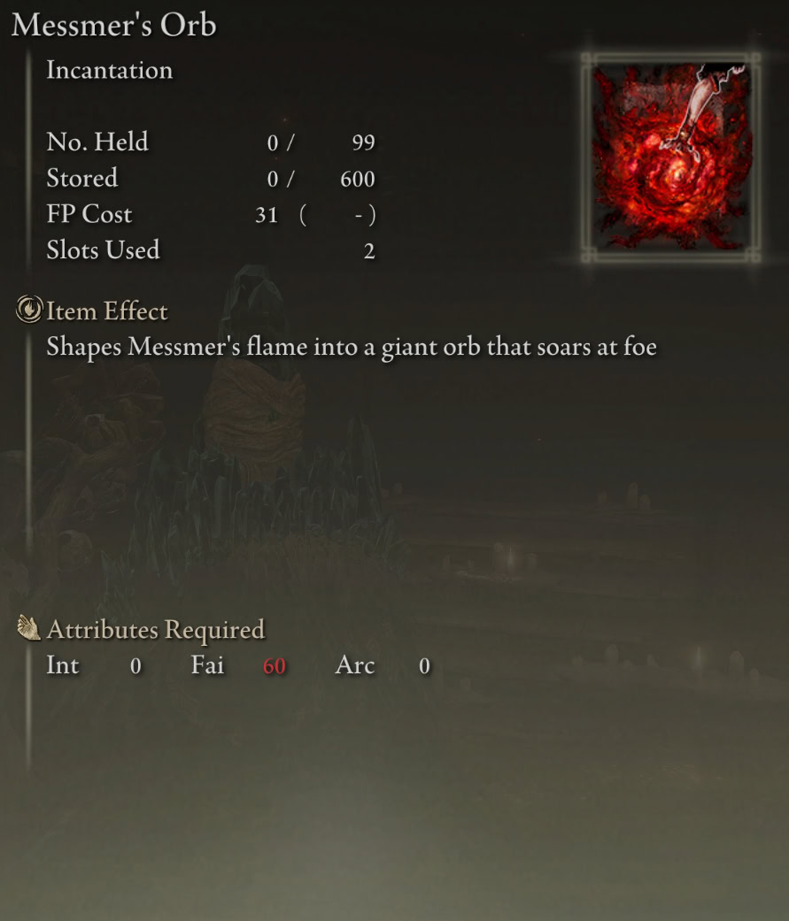 Messmer's Orb Stats