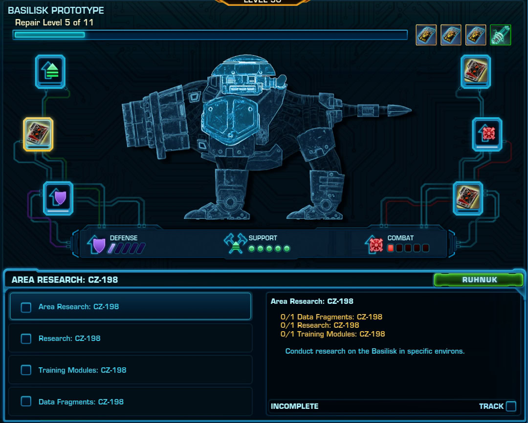 Basilisk Prototype Repair Levels 5-11