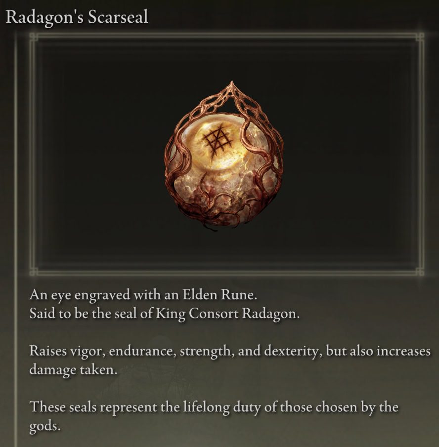 Recommended Talismans for Elden Ring Bleed Build: Radagon's Scarseal