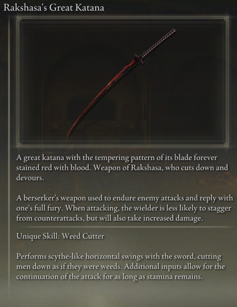 Rakshasa Armor Set and Rakshasa Great Katana Overview & Stats