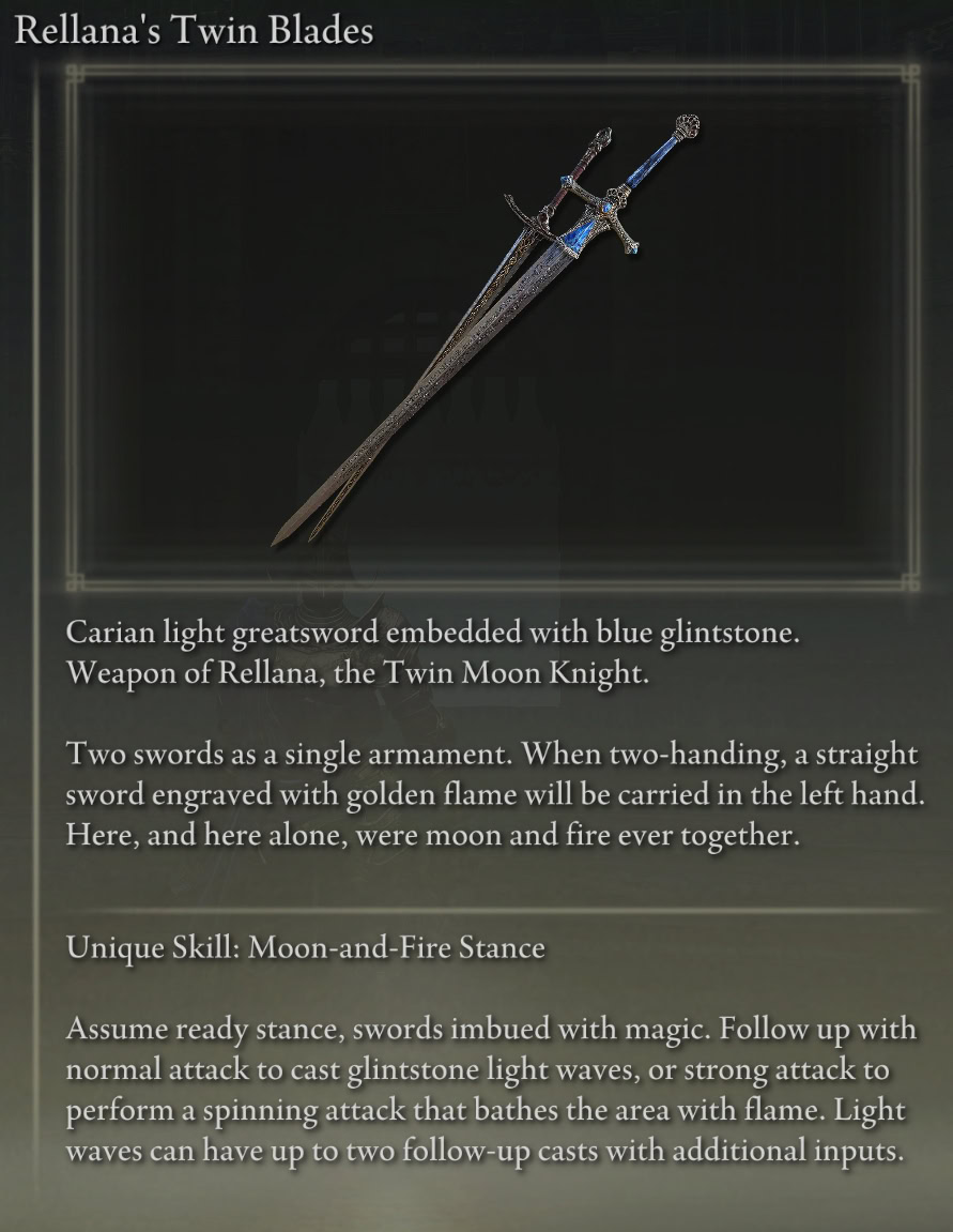 Rellana's Twin Blades Description