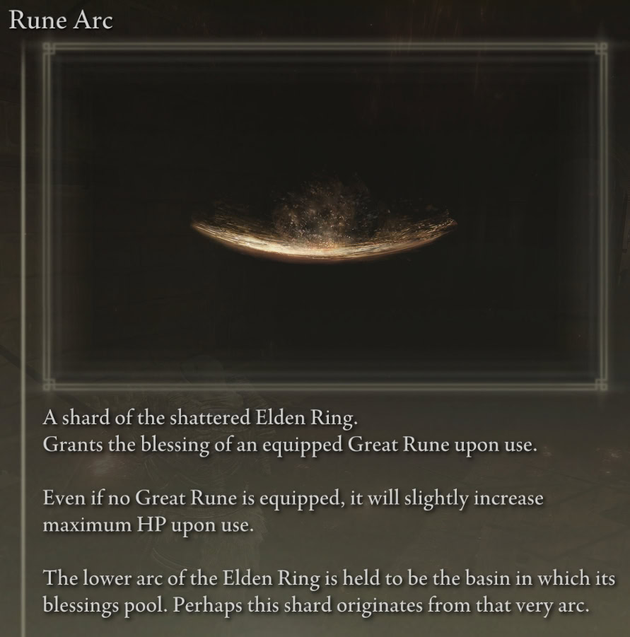 Rune Arc item description in Elden Ring