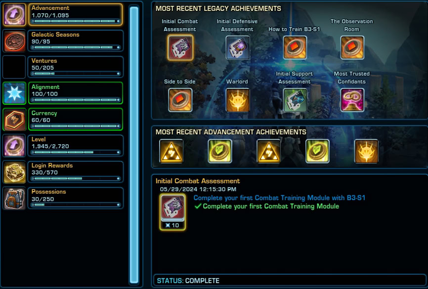 Missing Ventures Icon in the Legacy panel in SWTOR 7.5, to be fixed in Patch 7.5a