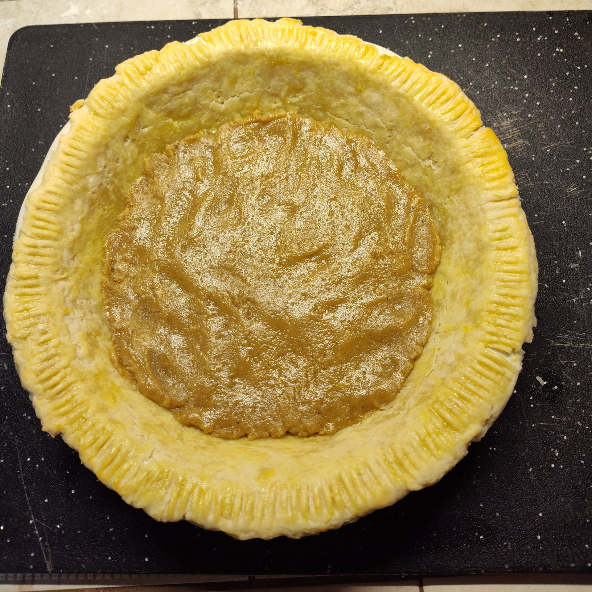 Assembling and Baking the Pie: wallnut butter