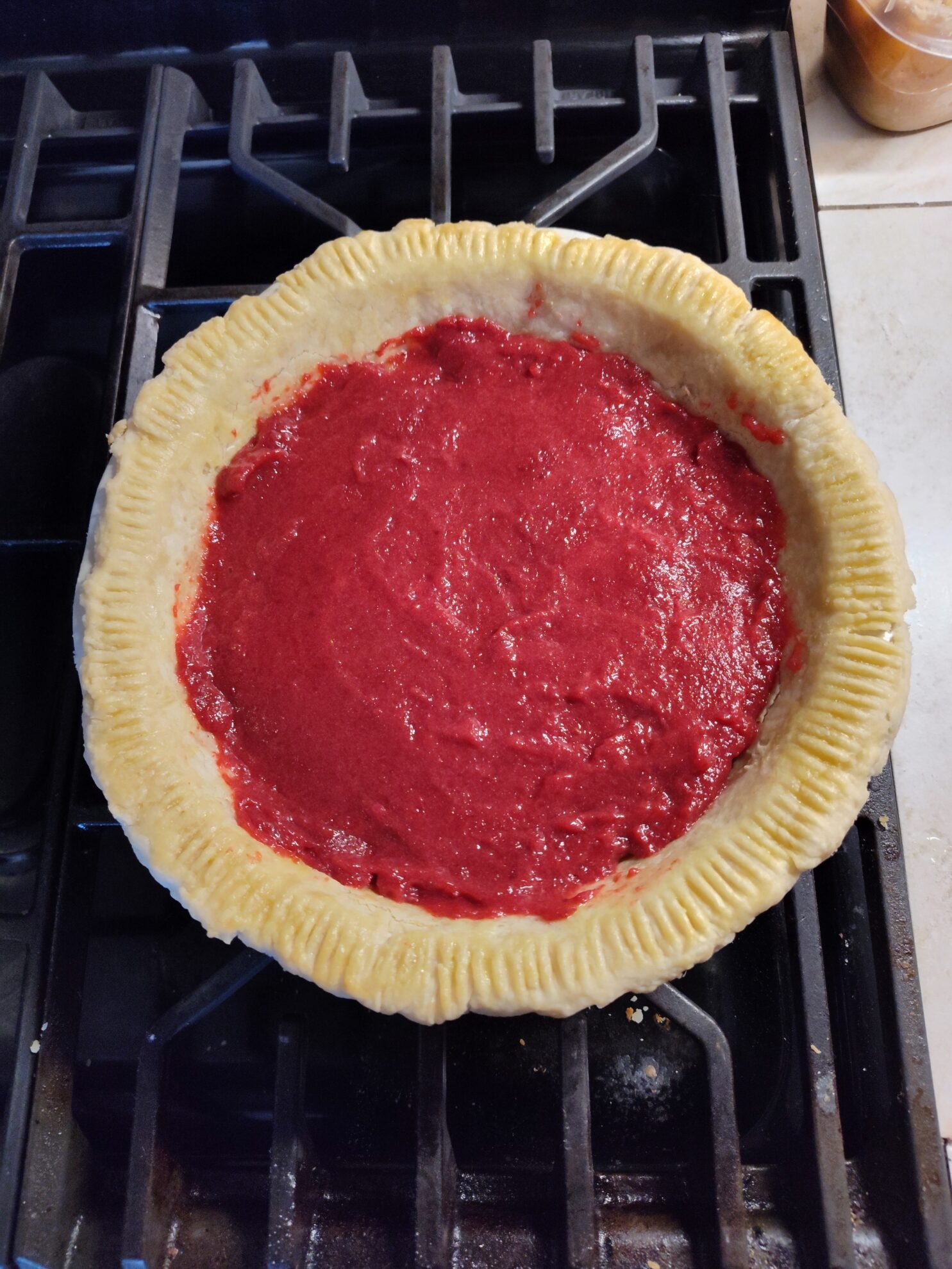 Assembling and Baking the Pie: fill plum complete