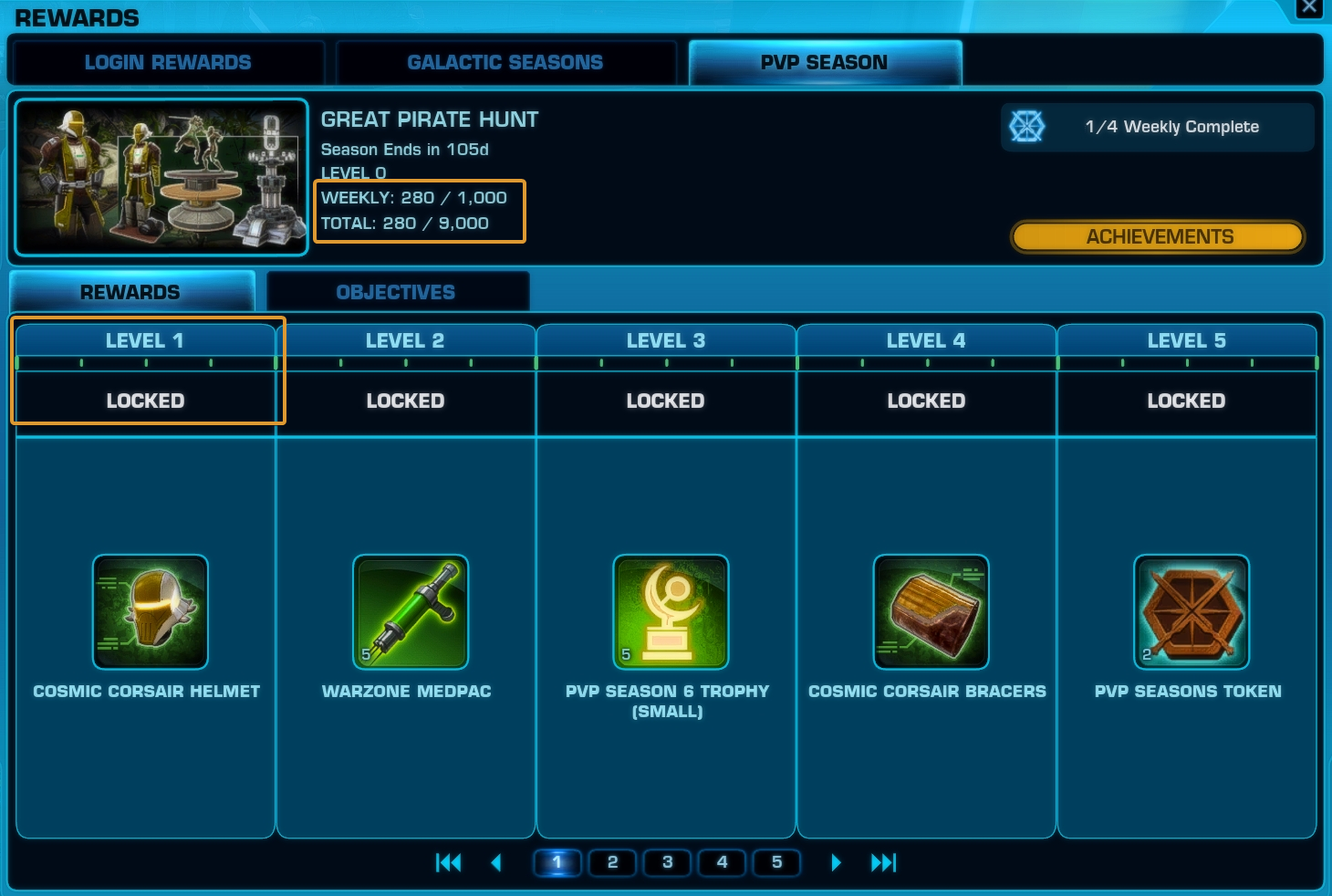 Galactic and PvP Seasons Progress Bar Fix in SWTOR 7.5a