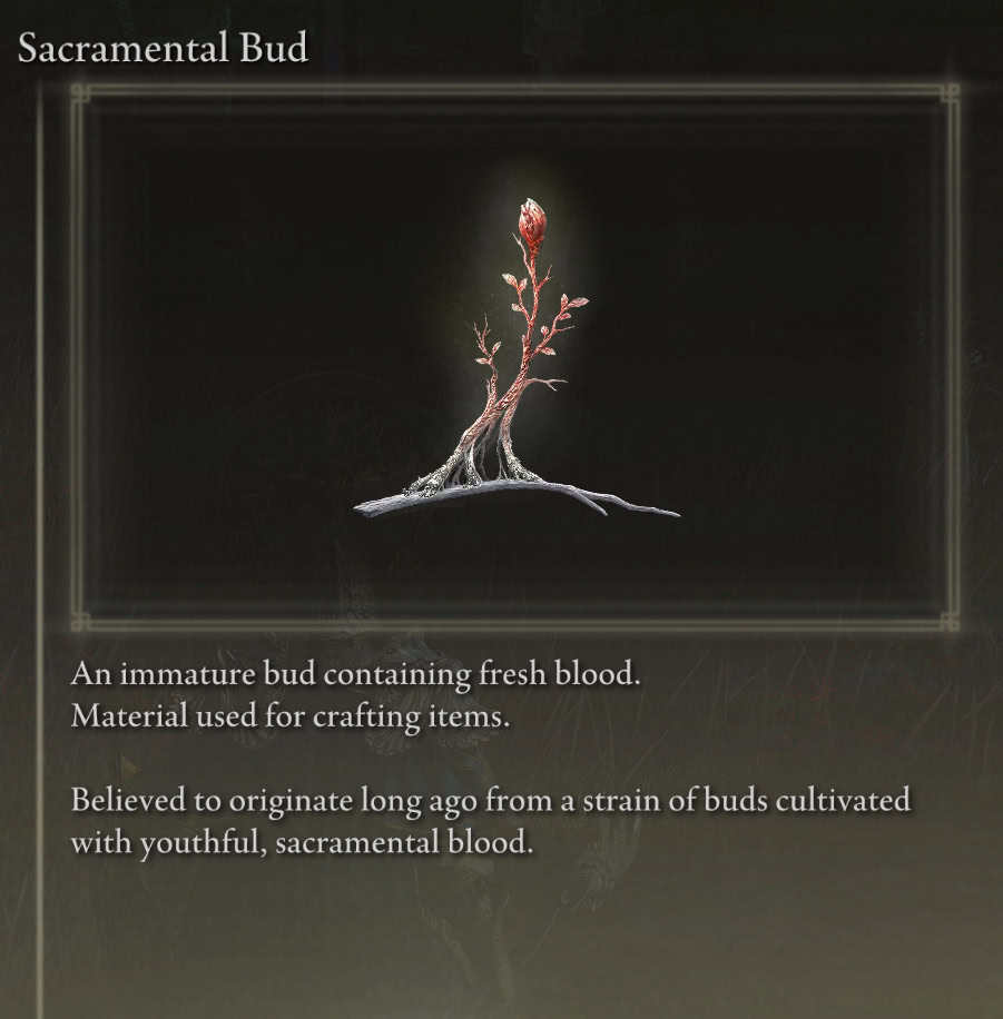 Sacramental Bud item description, Elden Ring