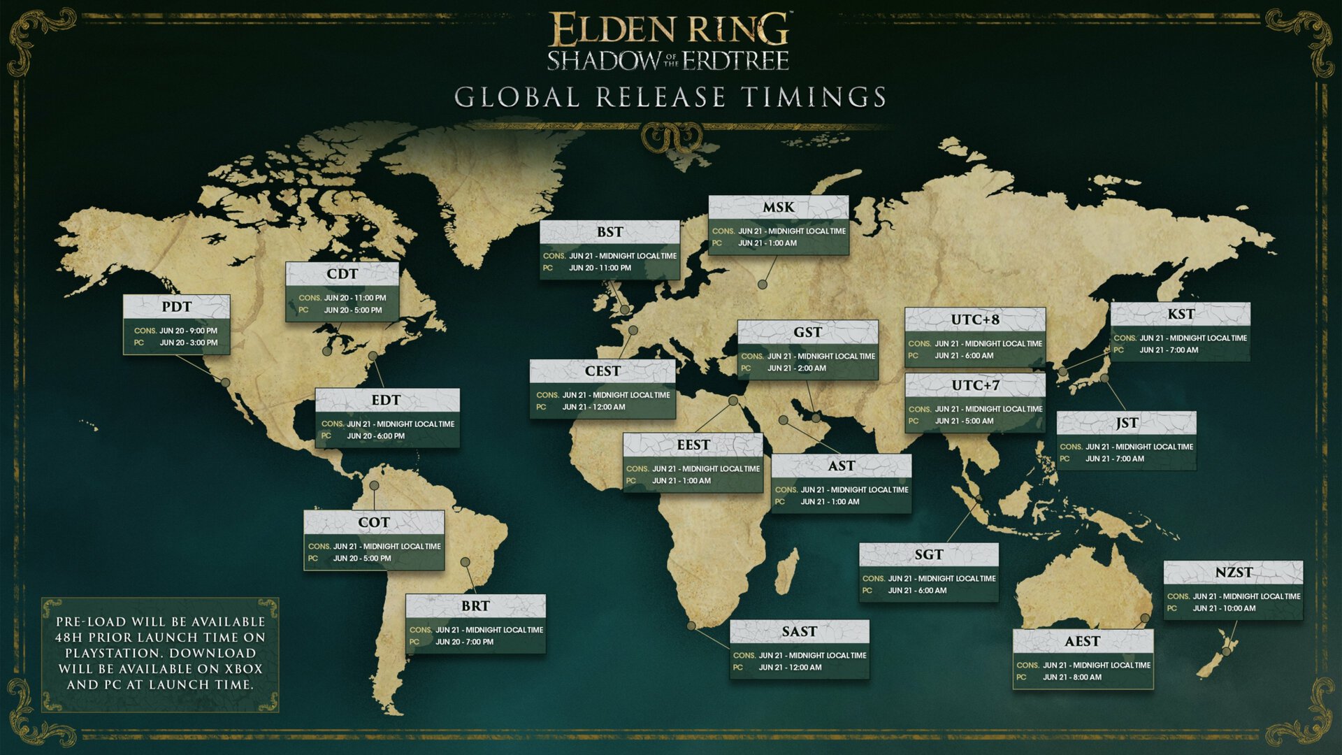 Shadow of the Erdtree Global Release Times