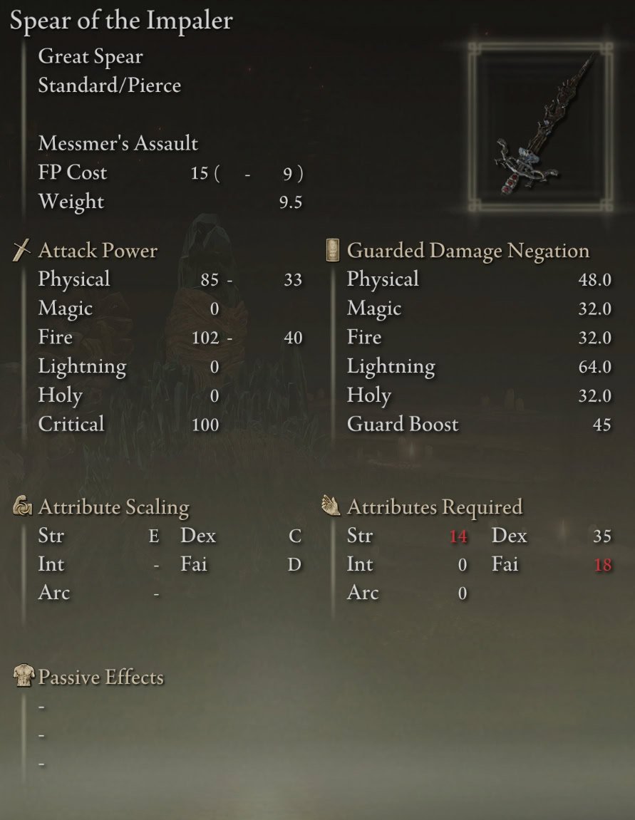 Spear of the Impaler Stats