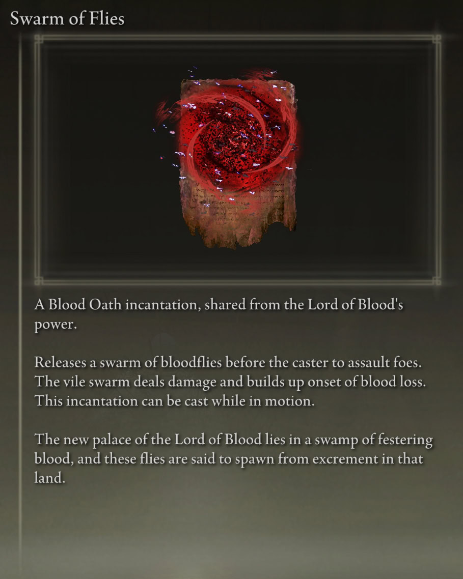 Recommended Incantations for Elden Ring Bleed Build: Swarm of Flies