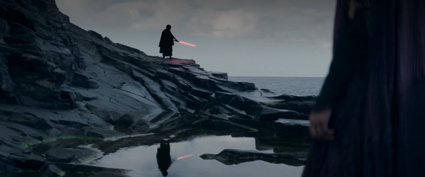 A strange mystical sith-like figure with a red lightsaber, scene from The Acolyte's first episode