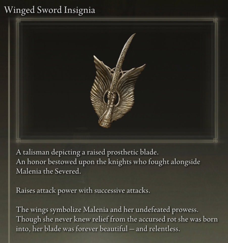 Recommended Talismans for Elden Ring Bleed Build: Winged Sword Insignia