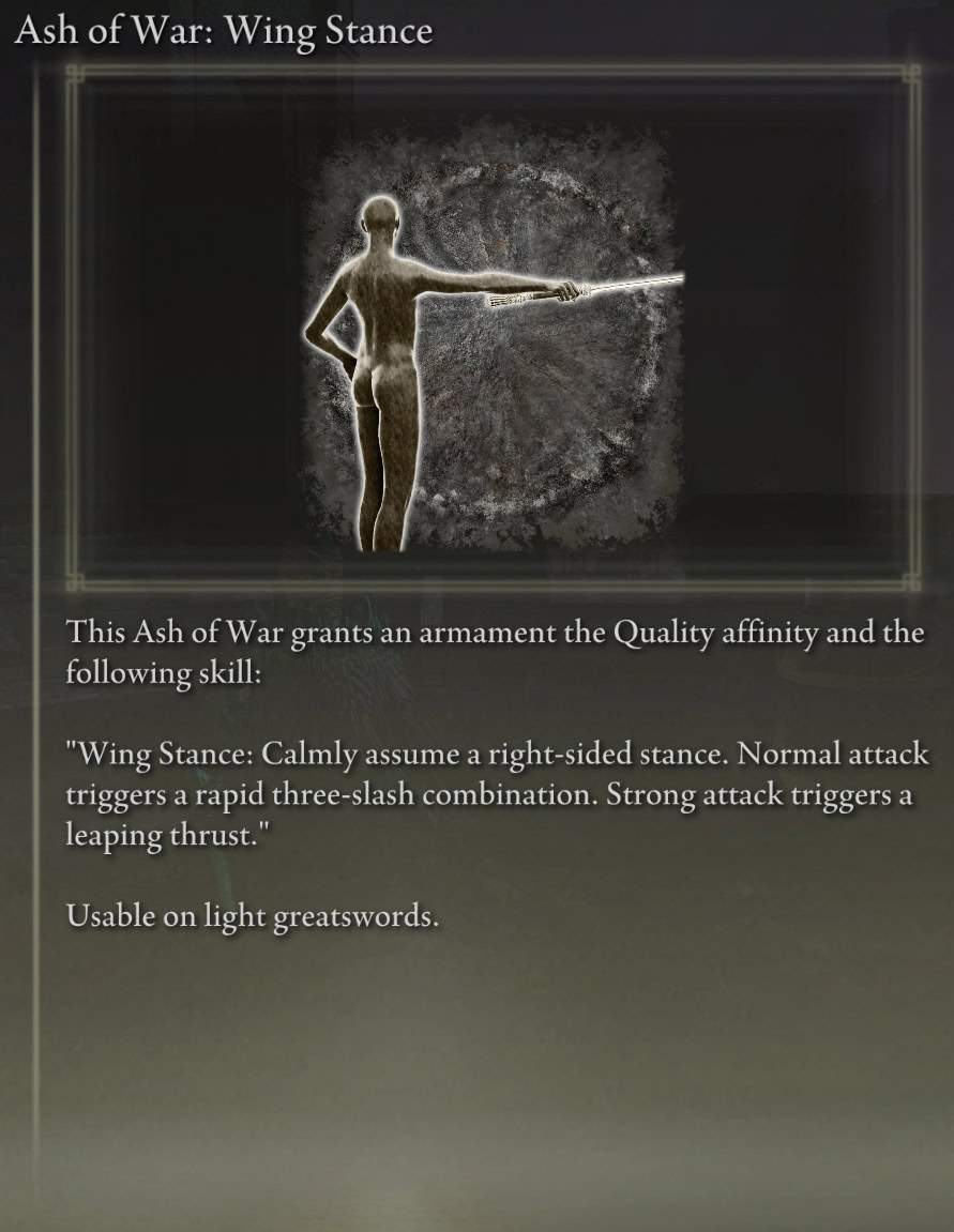 Ash of War: Wing Stance