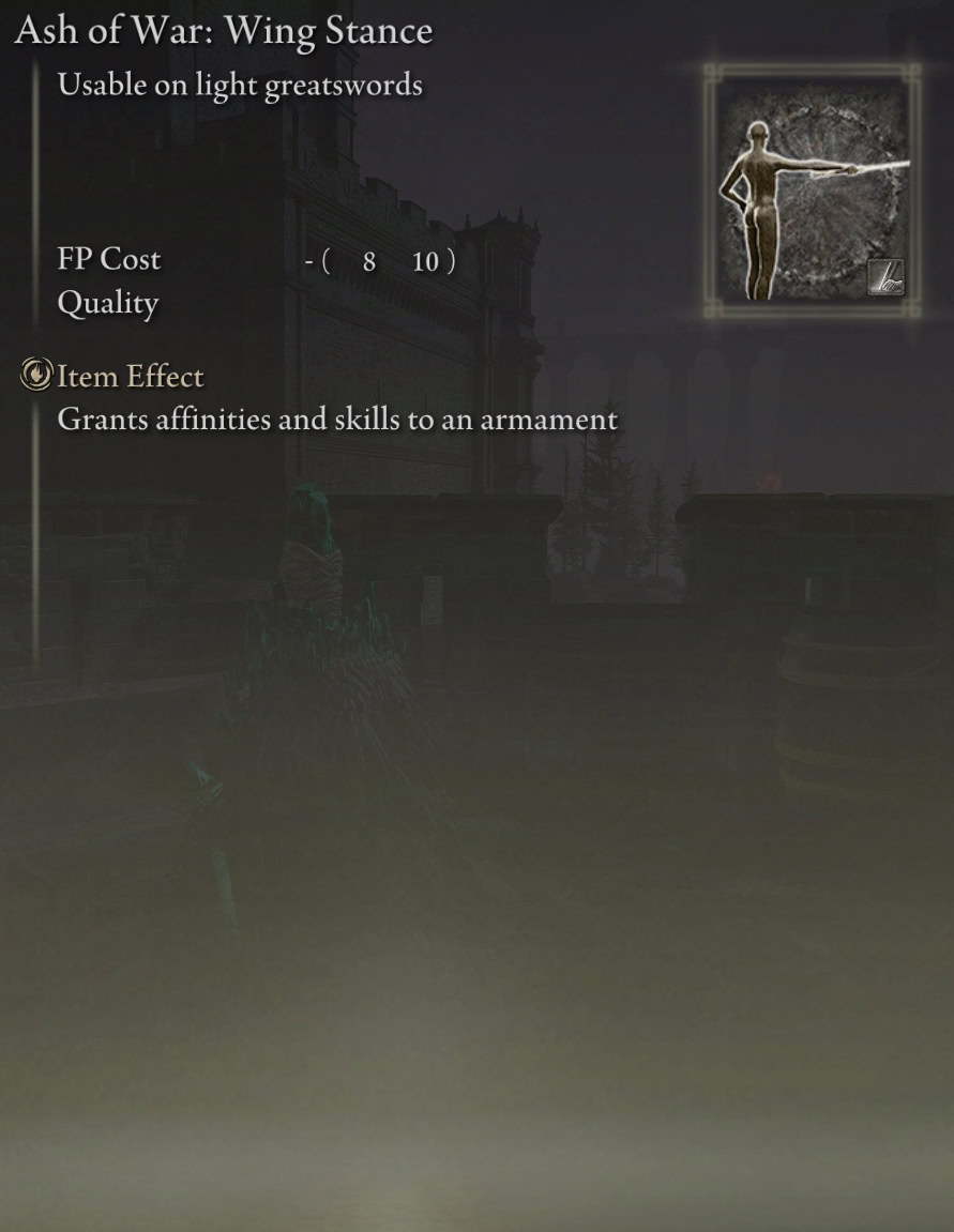 Ash of War: Wing Stance stats