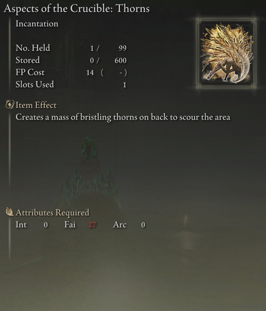 Aspects of the Crucible: Thorns stats