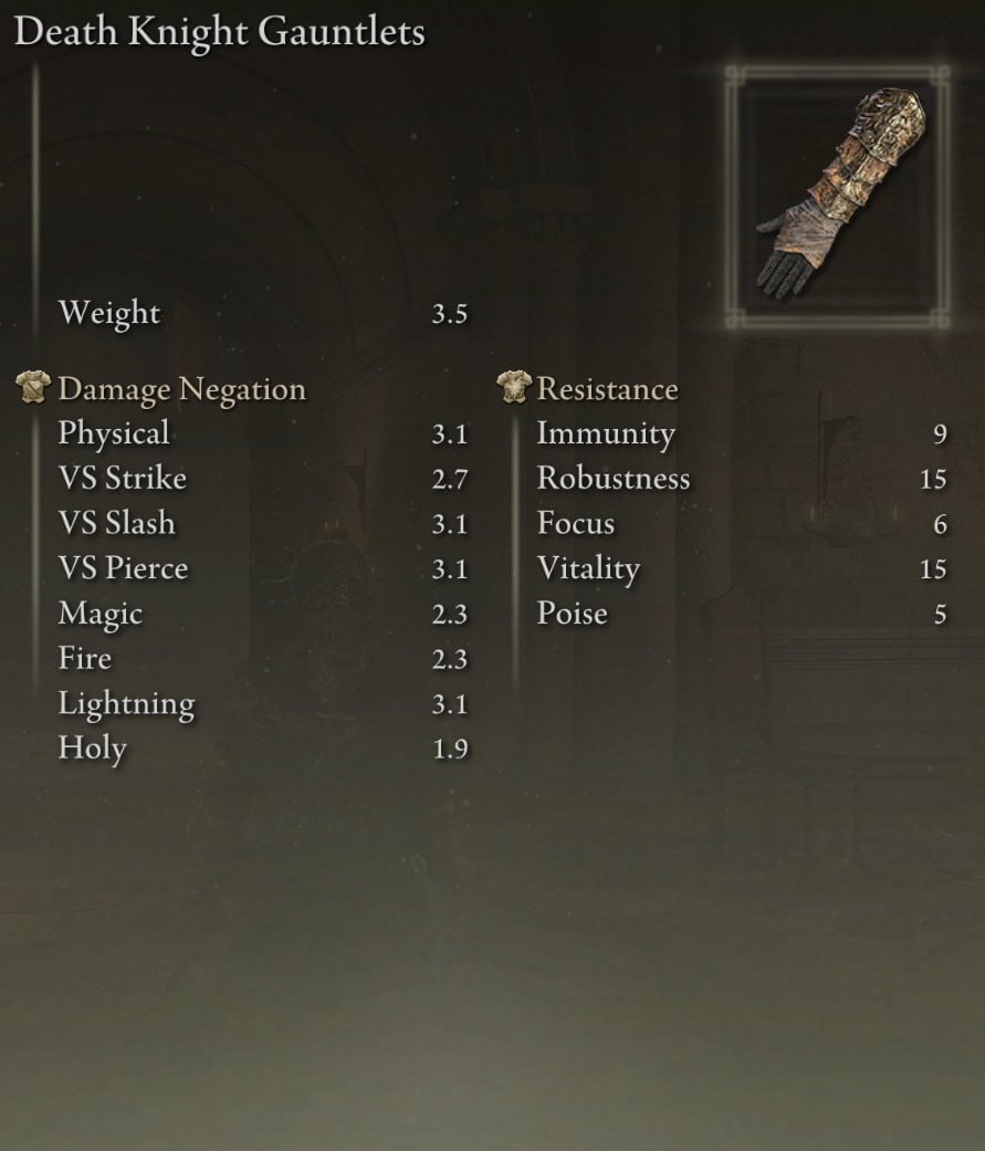 Death Knight Gauntlets Stats