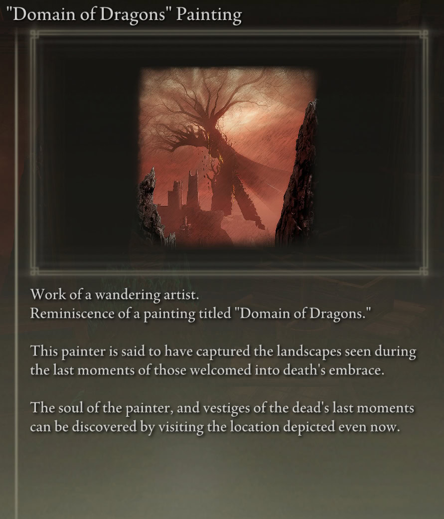 Domain of the Dragons Painting - item description in Shadow of the Erdtree, Elden Ring