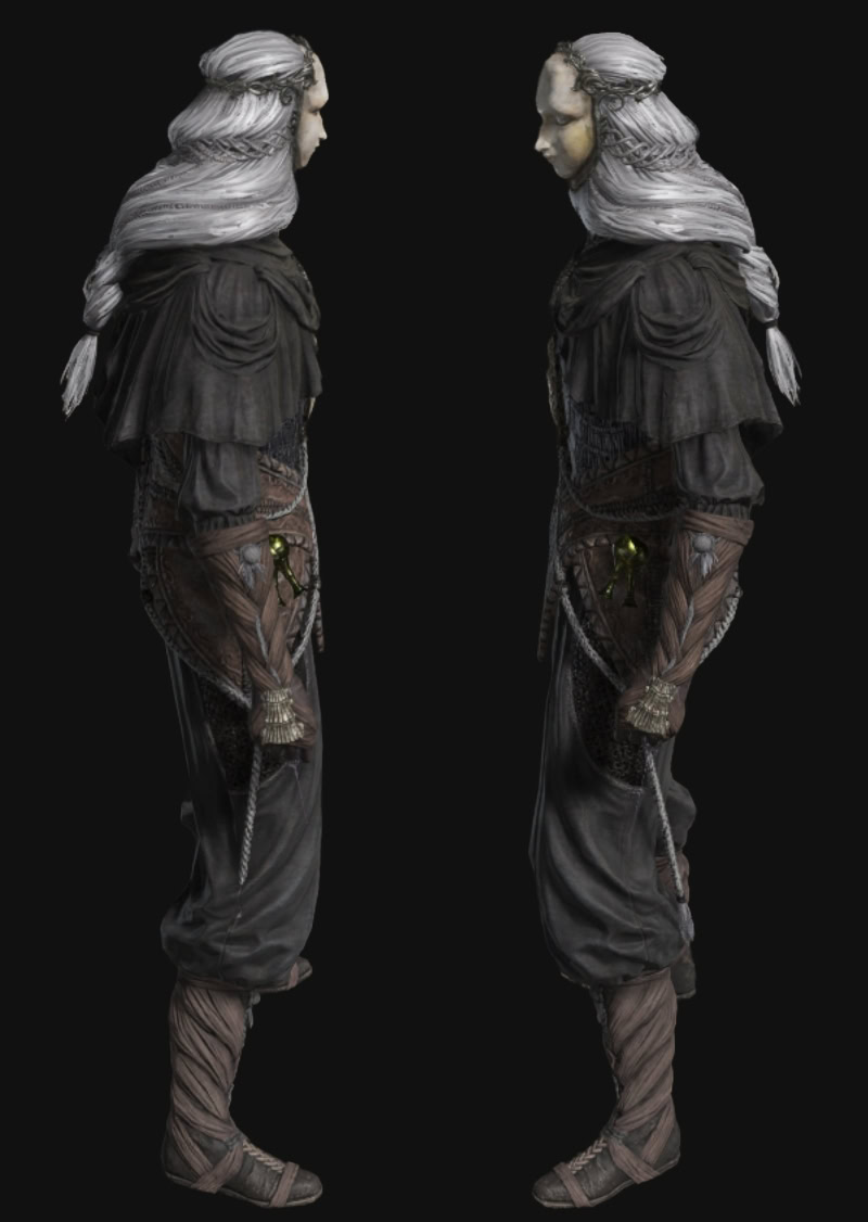 Elden Ring Shadow of the Erdtree Quest Reward -Thiollier's Armor Set Altered and Weapons - Sides