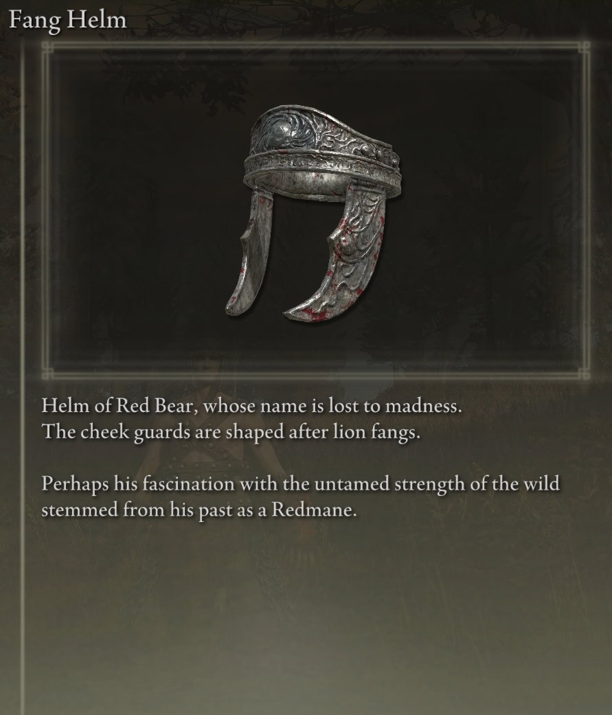 Fang Helm Descriptionn (Red Bear armor)