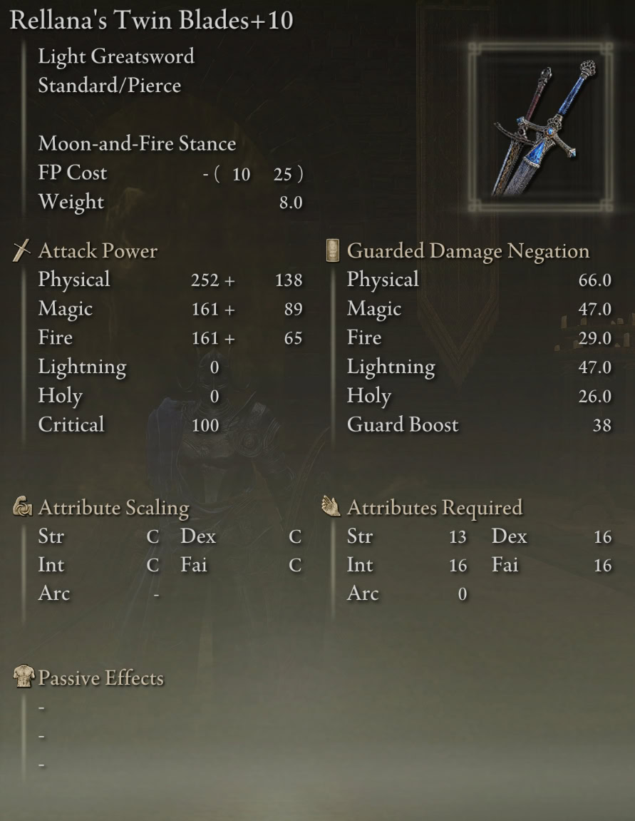 Rellana's Twin Blades stats
