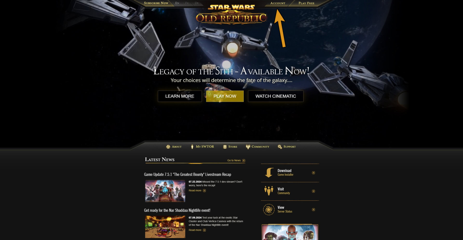 SWTOR Link to Twitch Account Guide - Step 1