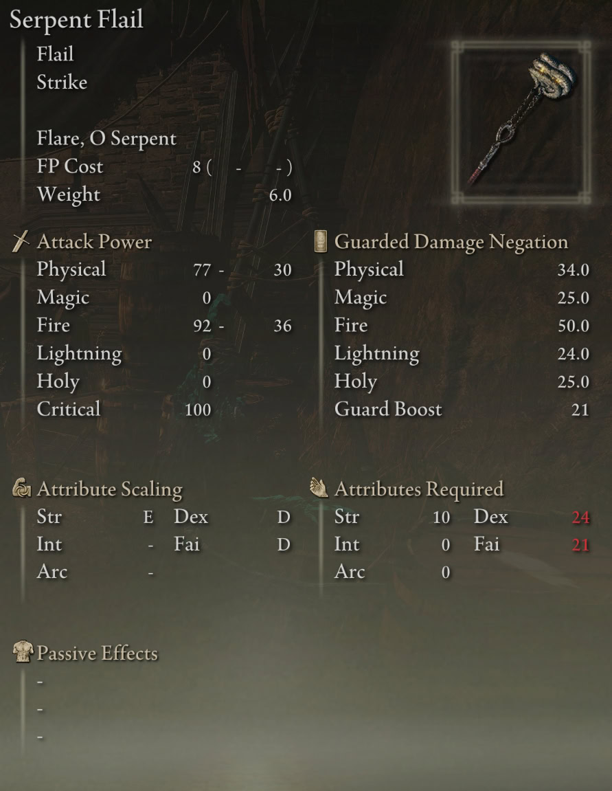 Serpent's Flail stats