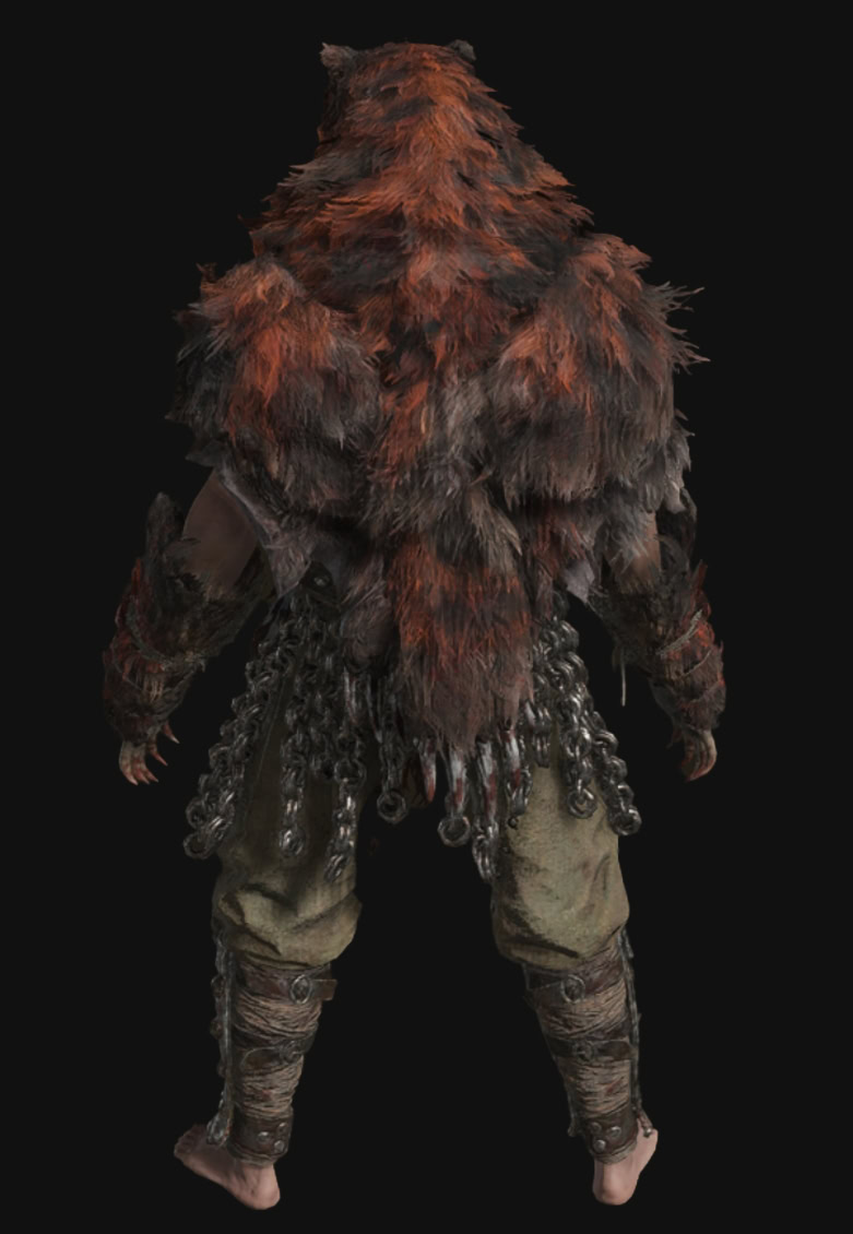 Shadow of the Erdtree Iron Rivet Armor Set -  Back (Red Bear armor and claw)