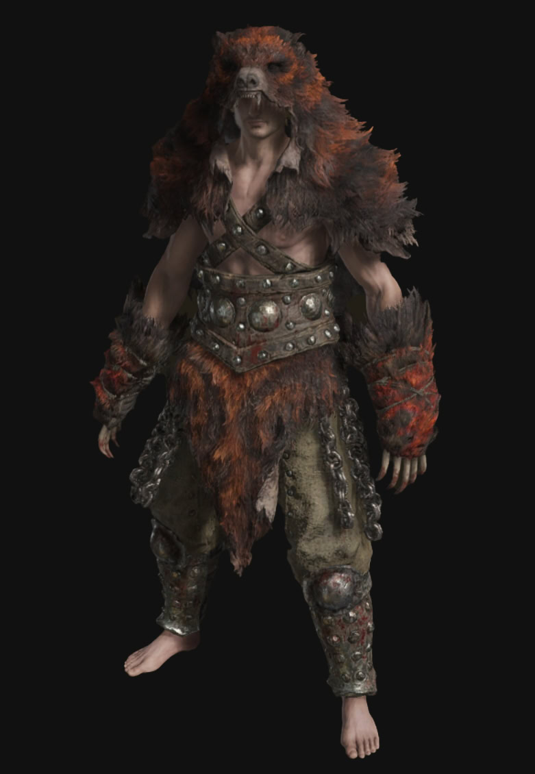 Shadow of the Erdtree Iron Rivet Armor Set -  Front (Red Bear armor and claw)